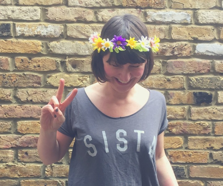 It's a Sisterhood revolution man! SISTA t-shirt from Selfish Mother , band 'o' plastic florals from Tiger (this time next year will be upgrading adornments to Boodles...!)